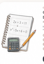 Cuaderno, calculadora y lápiz para curso de ecuaciones